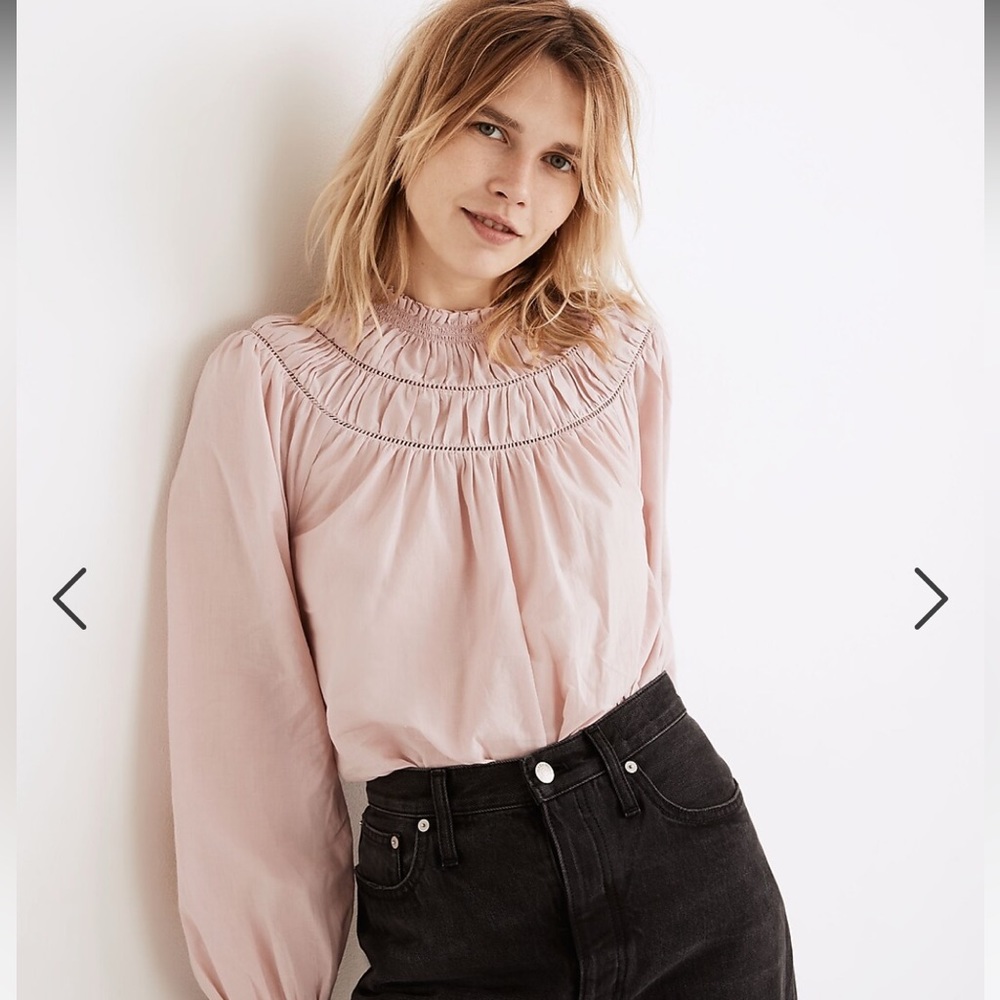 Madewell Ladder-Trim Gathered-Neck Top